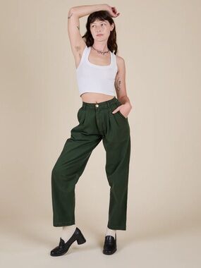 Big Bud Press High Waist Trousers - Medium Petite - Moss Green